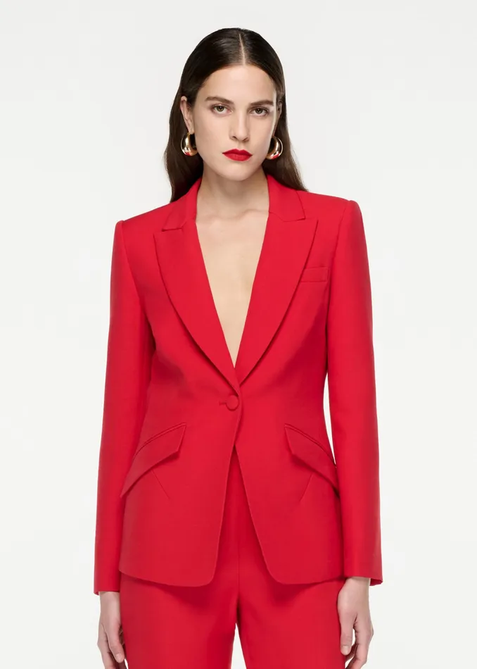 Women Roland Mouret Clothing Single Breasted Silk Wool Blazer