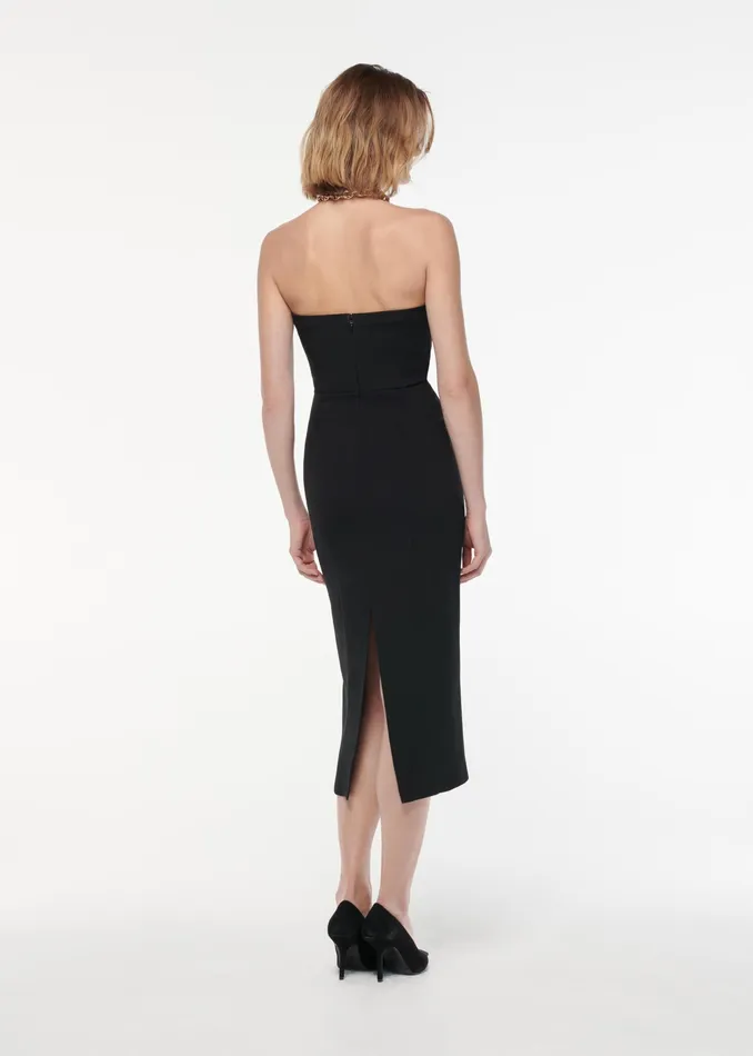 Women Roland Mouret Clothing Strapless Stretch Wool Silk Midi Dress