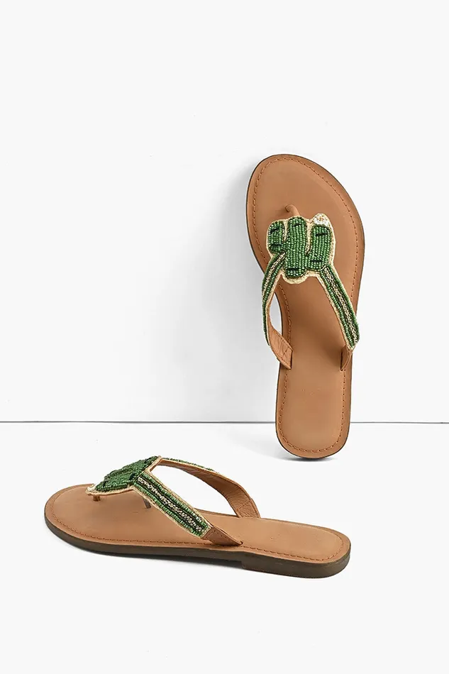Women Sandals America and Beyond Prickly Cactus Beaded Slider Sandals Comfortable Bohemian Sandals