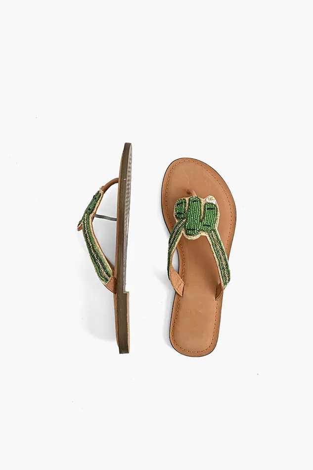 Women Sandals America and Beyond Prickly Cactus Beaded Slider Sandals Comfortable Bohemian Sandals