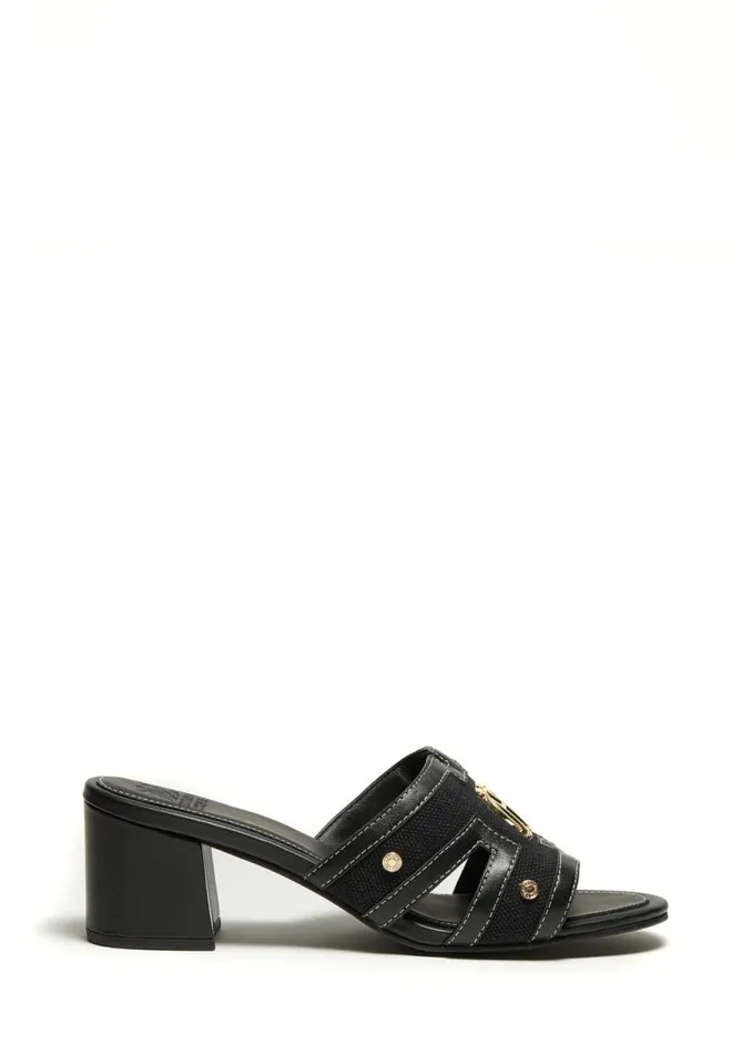 Women Sandals and Slides Holland Cooper Monogram Mule Black Canvas