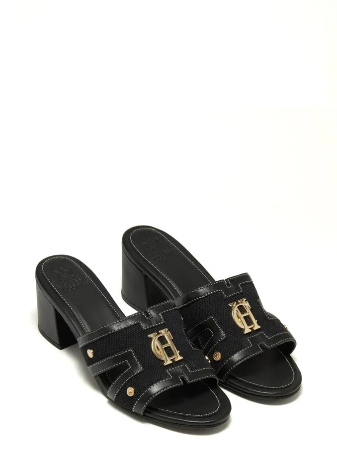 Women Sandals and Slides Holland Cooper Monogram Mule Black Canvas Women Sandals and Slides Holland Cooper Monogram Mule Black Canvas