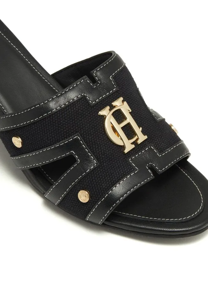 Women Sandals and Slides Holland Cooper Monogram Mule Black Canvas Women Sandals and Slides Holland Cooper Monogram Mule Black Canvas
