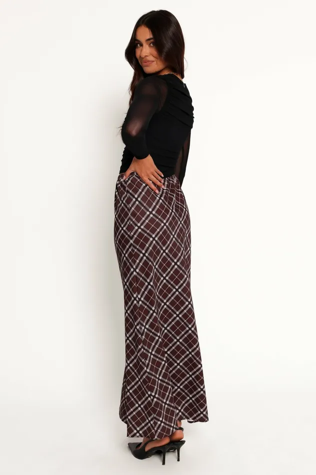 Women Sandra Midi Skirt Brown Check Skirts Petal and Pup