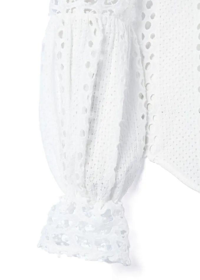 Women Shirts and Blouses Holland Cooper Broderie Lace Shirt White Women Shirts and Blouses Holland Cooper Broderie Lace Shirt White