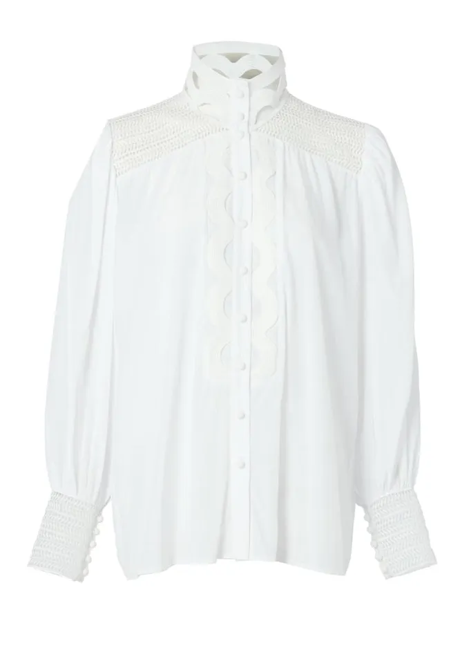 Women Shirts and Blouses Holland Cooper Featherton Lace Shirt White Women Shirts and Blouses Holland Cooper Featherton Lace Shirt White