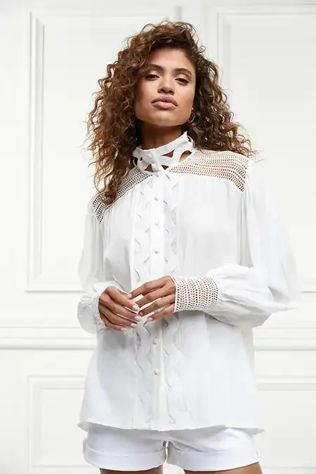 Women Shirts and Blouses Holland Cooper Featherton Lace Shirt White Women Shirts and Blouses Holland Cooper Featherton Lace Shirt White
