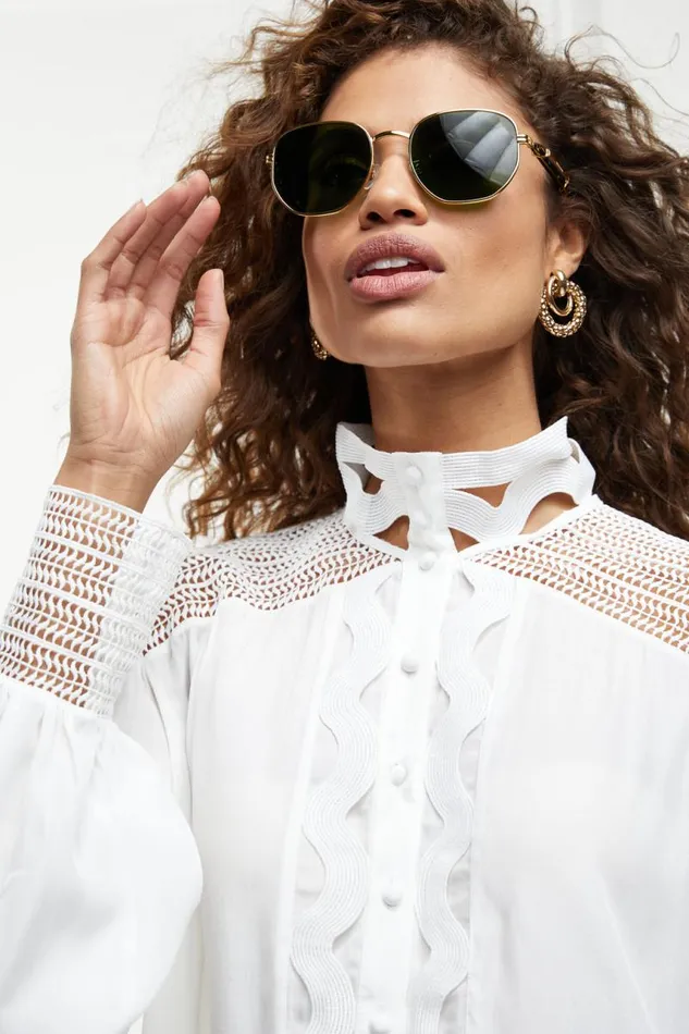 Women Shirts and Blouses Holland Cooper Featherton Lace Shirt White Women Shirts and Blouses Holland Cooper Featherton Lace Shirt White
