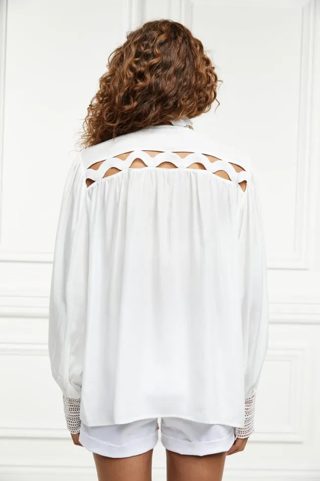 Women Shirts and Blouses Holland Cooper Featherton Lace Shirt White Women Shirts and Blouses Holland Cooper Featherton Lace Shirt White