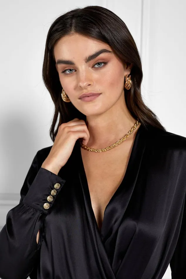Women Shirts and Blouses Holland Cooper Silk Bodysuit Black Women Shirts and Blouses Holland Cooper Silk Bodysuit Black