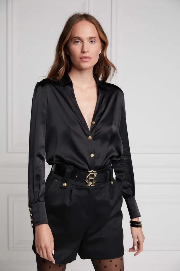 Women Shirts and Blouses Holland Cooper Silk VNeck Blouse Black Women Shirts and Blouses Holland Cooper Silk VNeck Blouse Black