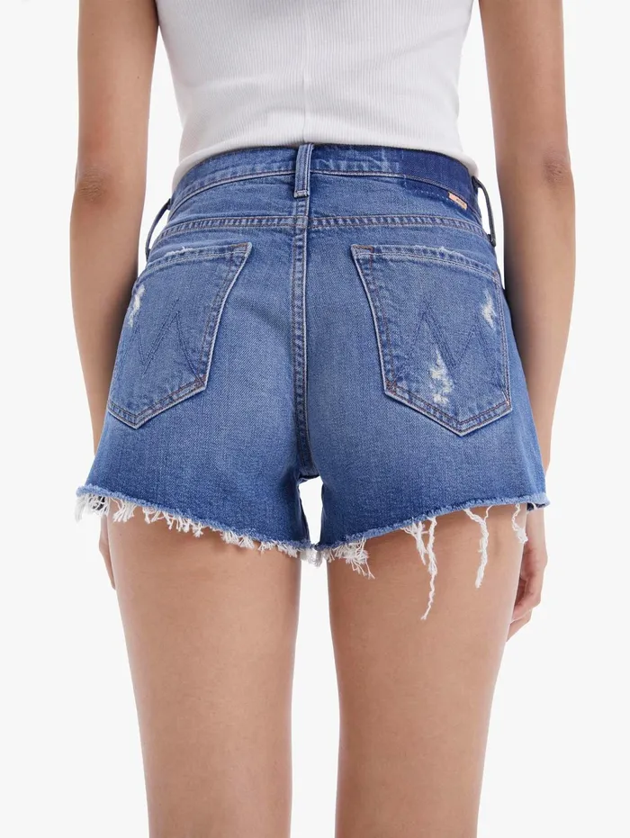 Women Shorts Mother Denim The Tomcat Kick Fray Short Medium Blue