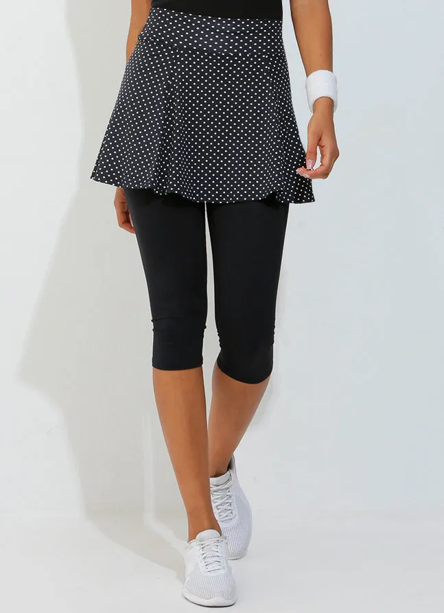 Women Skirted Capri Blackpolkadotblk Dona Jo Skirted Leggings and Capris