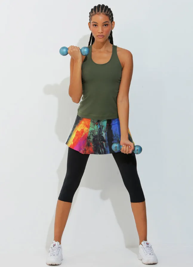 Women Skirted Capri Piedblk Dona Jo Skirted Leggings and Capris