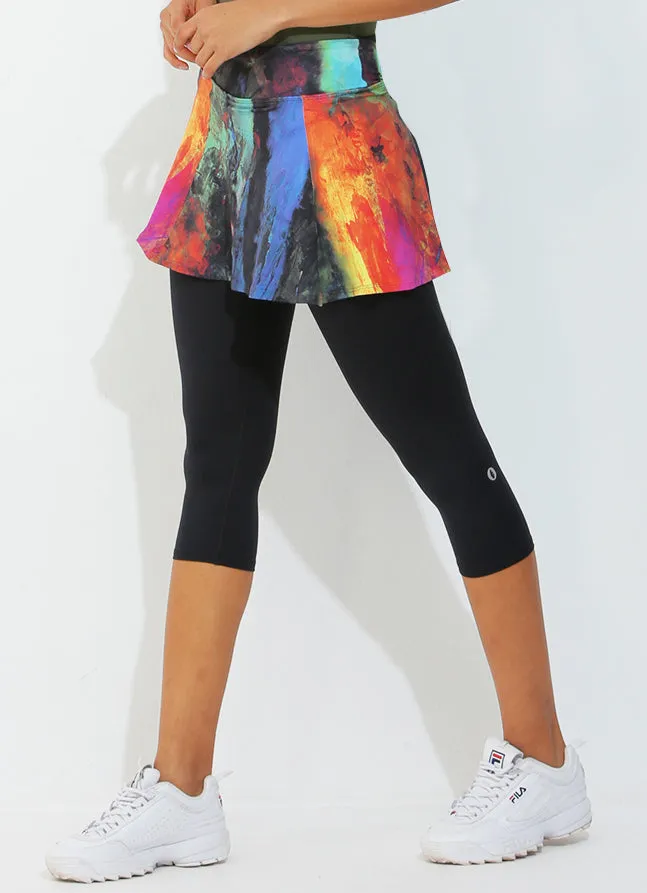 Women Skirted Capri Piedblk Dona Jo Skirted Leggings and Capris