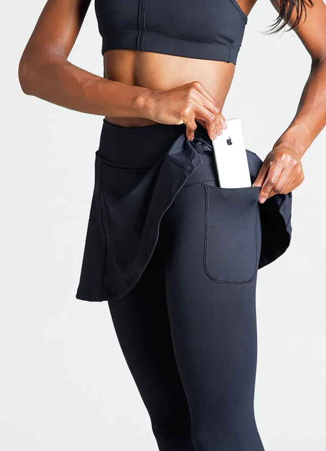 Women Skirted Legging Black Dona Jo Skirted Leggings and Capris