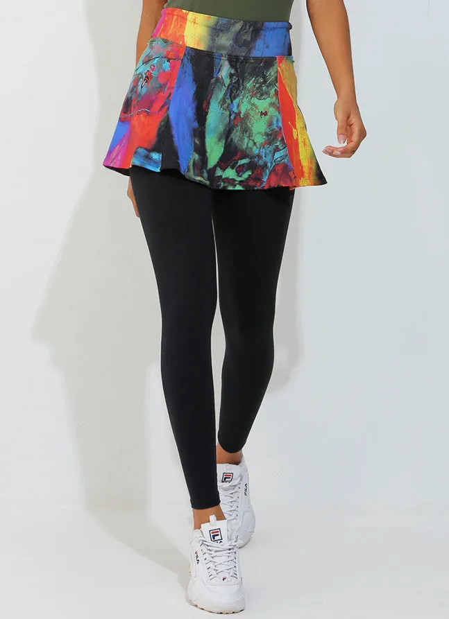 Women Skirted Legging Piedblk Dona Jo Skirted Leggings and Capris