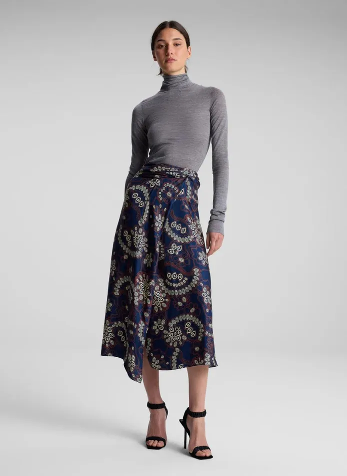 Women Skirts ALC Clara Printed Midi Skirt Navycream