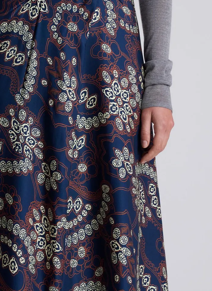 Women Skirts ALC Clara Printed Midi Skirt Navycream