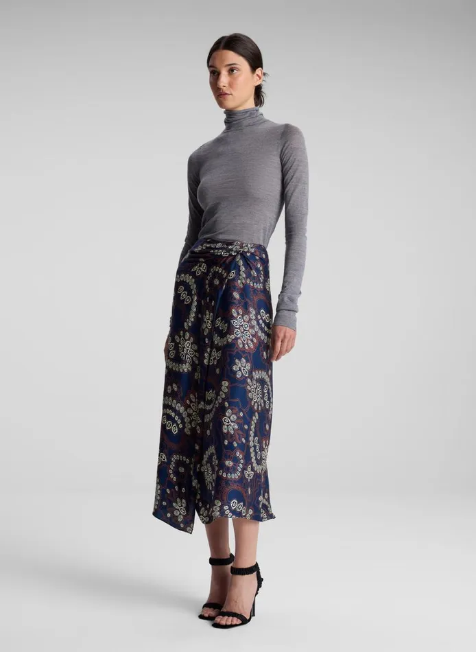 Women Skirts ALC Clara Printed Midi Skirt Navycream