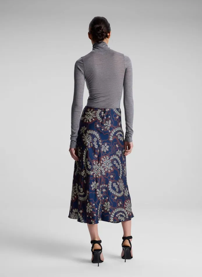 Women Skirts ALC Clara Printed Midi Skirt Navycream