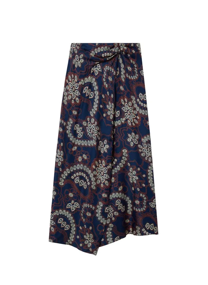 Women Skirts ALC Clara Printed Midi Skirt Navycream
