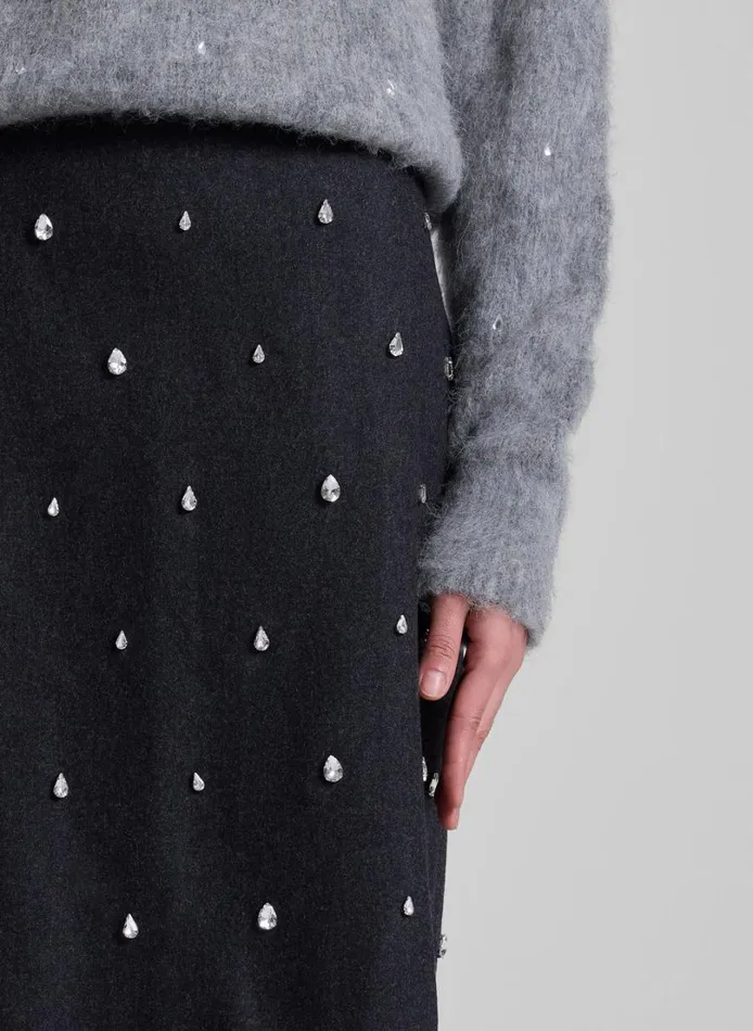 Women Skirts ALC Opal Embellished Wool Pencil Skirt Charcoal