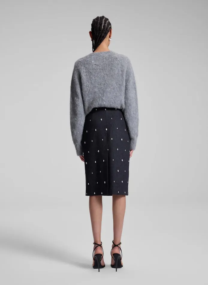 Women Skirts ALC Opal Embellished Wool Pencil Skirt Charcoal