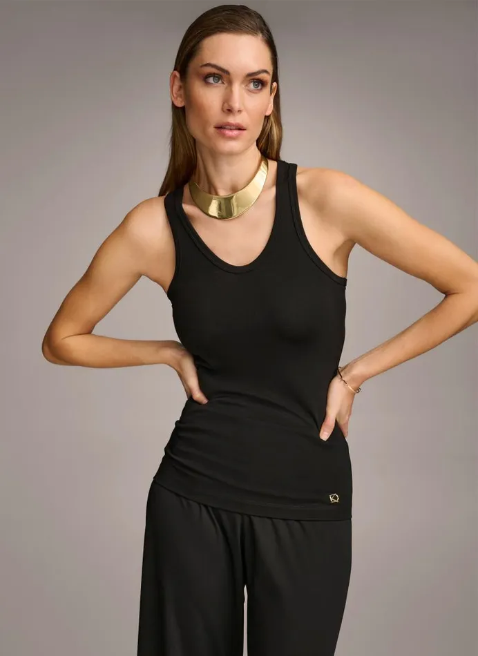 Women SLEEVELESS KNIT SHELL Black Donna Karan New York Sweaters And Tops