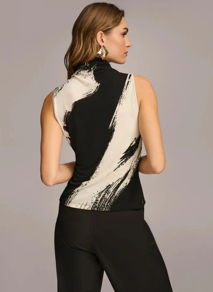 Women SLEEVELESS MOCK NECK TOP Blackcream Donna Karan New York Sweaters And Tops Women SLEEVELESS MOCK NECK TOP Blackcream Donna Karan New York Sweaters And Tops