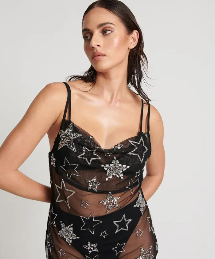 Women STELLAR ALL STAR HAND BEADED SLIP DRESS One Teaspoon Midi and Maxi Dresses Women STELLAR ALL STAR HAND BEADED SLIP DRESS One Teaspoon Midi and Maxi Dresses
