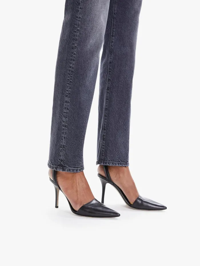 Women Straight Mother Denim High Waisted Hiker Hover Charcoal