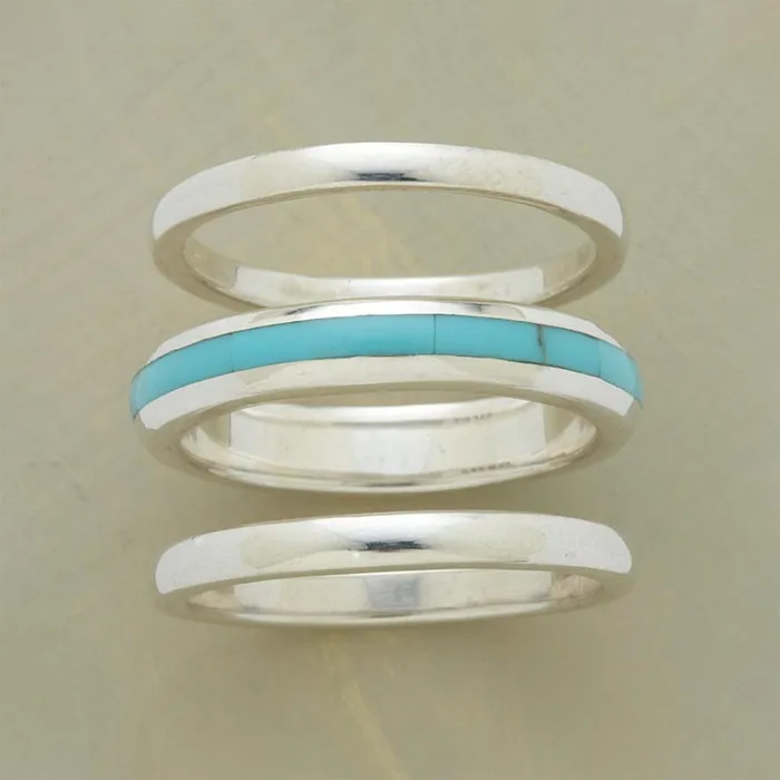 Women Streak Of Turquoise Ring Trio Sundance Catalog Rings