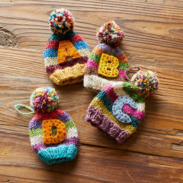 Women Striped Initial Hat Ornament Sundance Catalog Decor