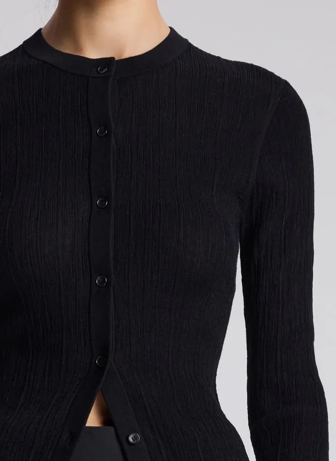 Women Sweaters ALC Fisher Fine Cotton Cardigan Black