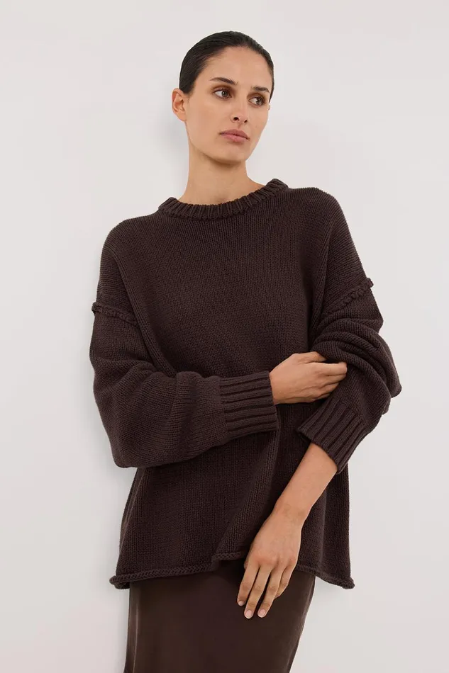Women Sweaters DISSH ROY CHOC LONGLINE KNIT JUMPER