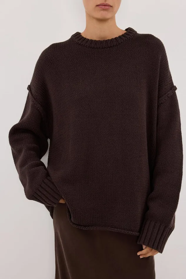 Women Sweaters DISSH ROY CHOC LONGLINE KNIT JUMPER