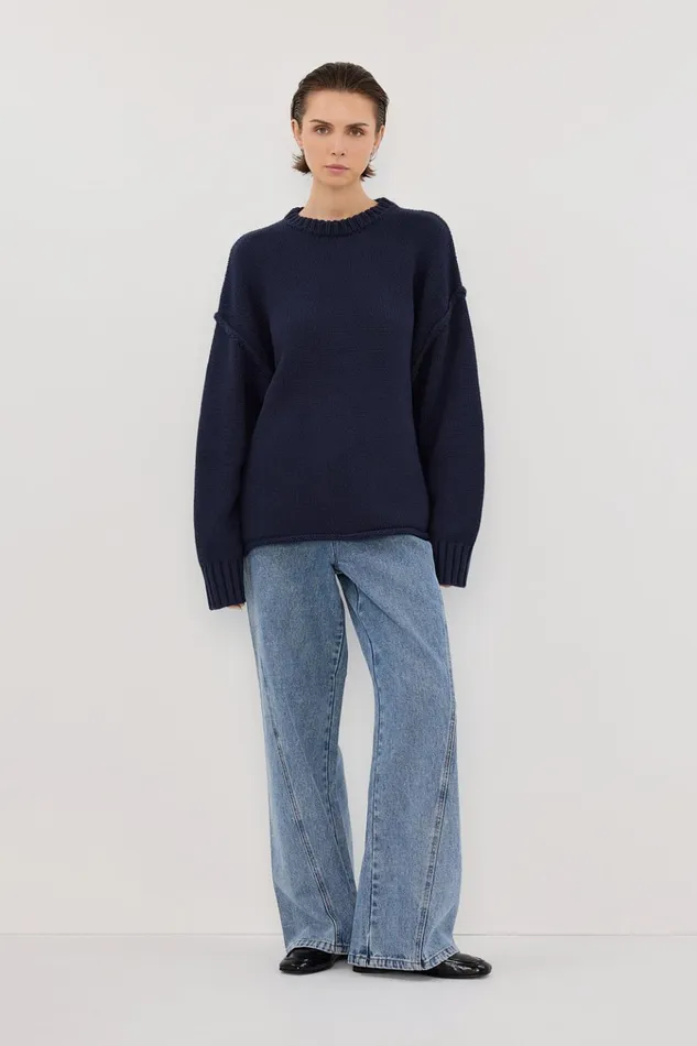 Women Sweaters DISSH ROY NAVY LONGLINE KNIT JUMPER