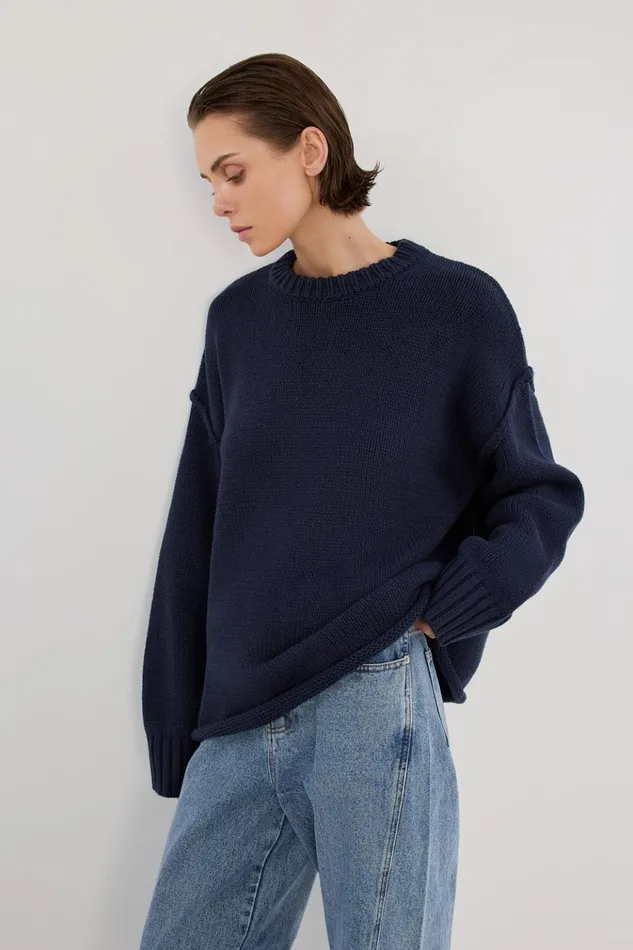 Women Sweaters DISSH ROY NAVY LONGLINE KNIT JUMPER