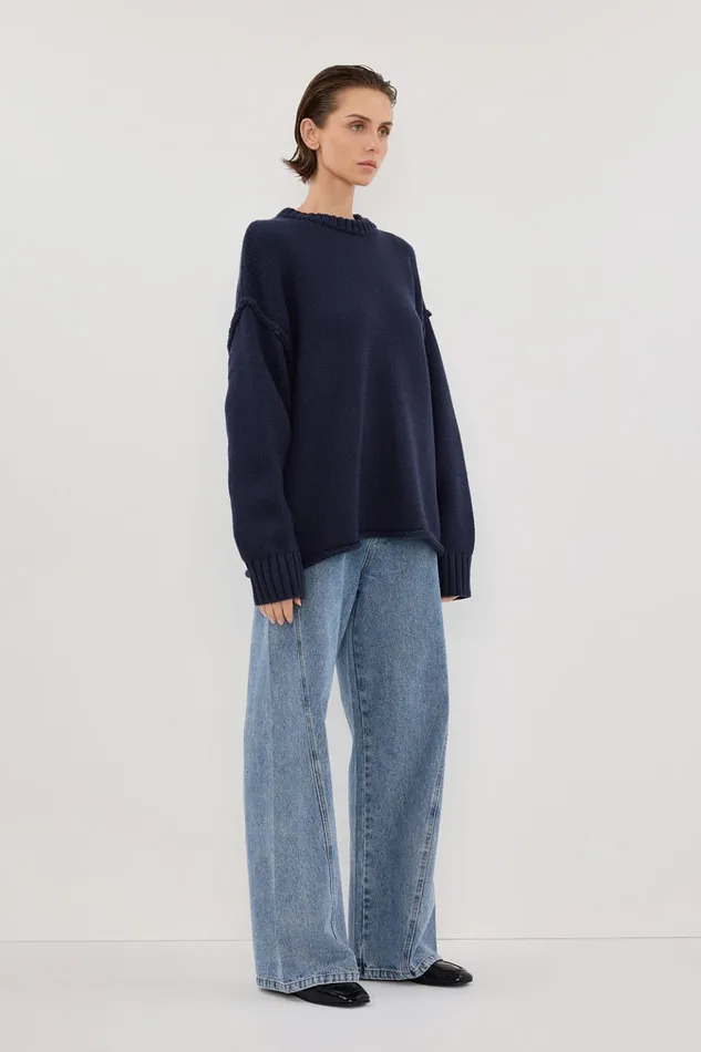 Women Sweaters DISSH ROY NAVY LONGLINE KNIT JUMPER