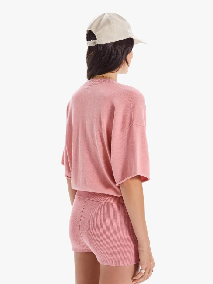 Women Sweaters Mother Denim The SS VNeck Boxy Crop Medium Pink