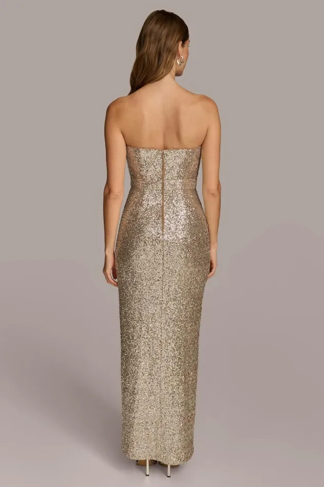 Women SWEETHEART NECK SEQUIN GOWN Fawnsilver Donna Karan New York Dresses And Jumpsuits Women SWEETHEART NECK SEQUIN GOWN Fawnsilver Donna Karan New York Dresses And Jumpsuits
