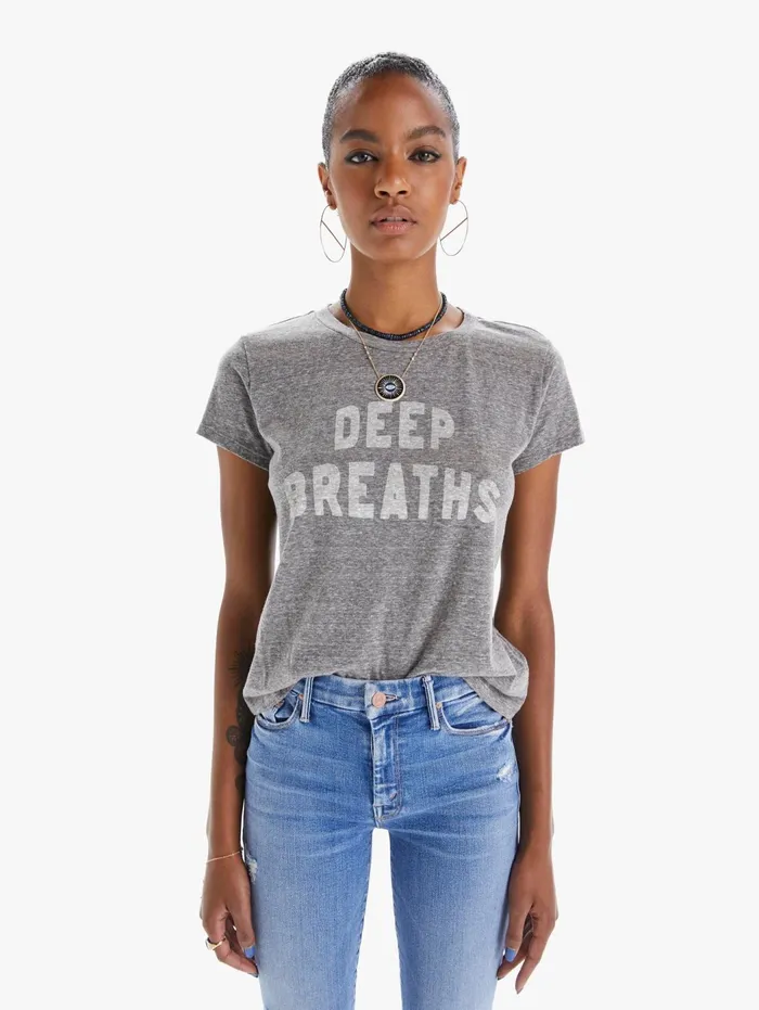 Women Tees Mother Denim The Boxy Goodie Goodie Heather Grey