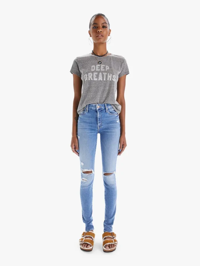 Women Tees Mother Denim The Boxy Goodie Goodie Heather Grey