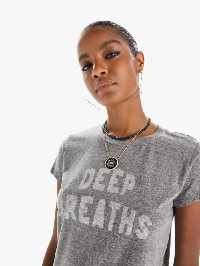 Women Tees Mother Denim The Boxy Goodie Goodie Heather Grey