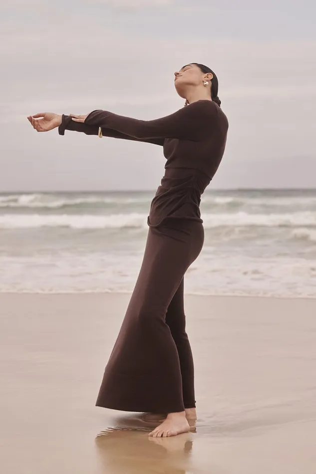 Women The Gift Shop DISSH NICO BITTER CHOC MERINO MAXI SKIRT