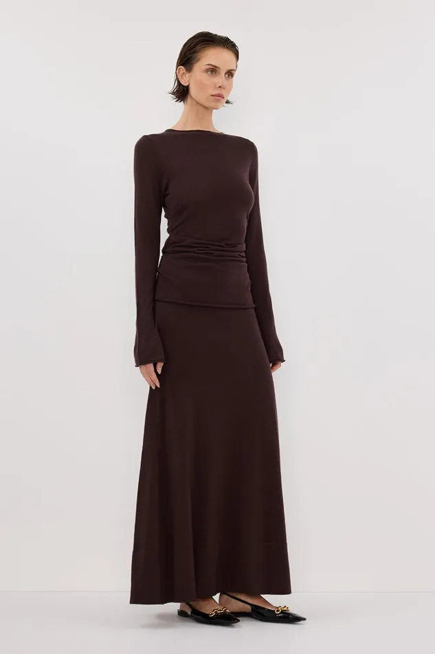 Women The Gift Shop DISSH NICO BITTER CHOC MERINO MAXI SKIRT