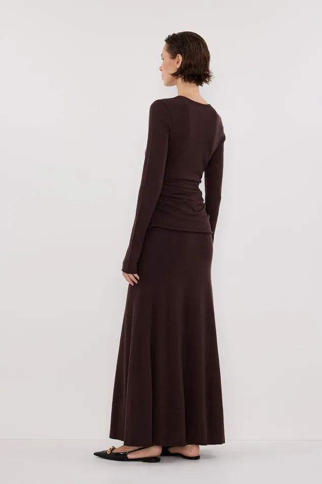 Women The Gift Shop DISSH NICO BITTER CHOC MERINO MAXI SKIRT