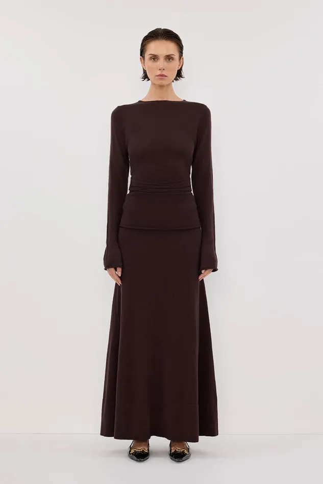 Women The Gift Shop DISSH NICO BITTER CHOC MERINO MAXI SKIRT