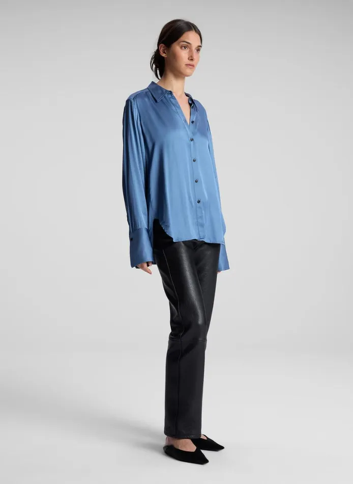 Women Tops ALC Aiden Satin Top Steel Blue